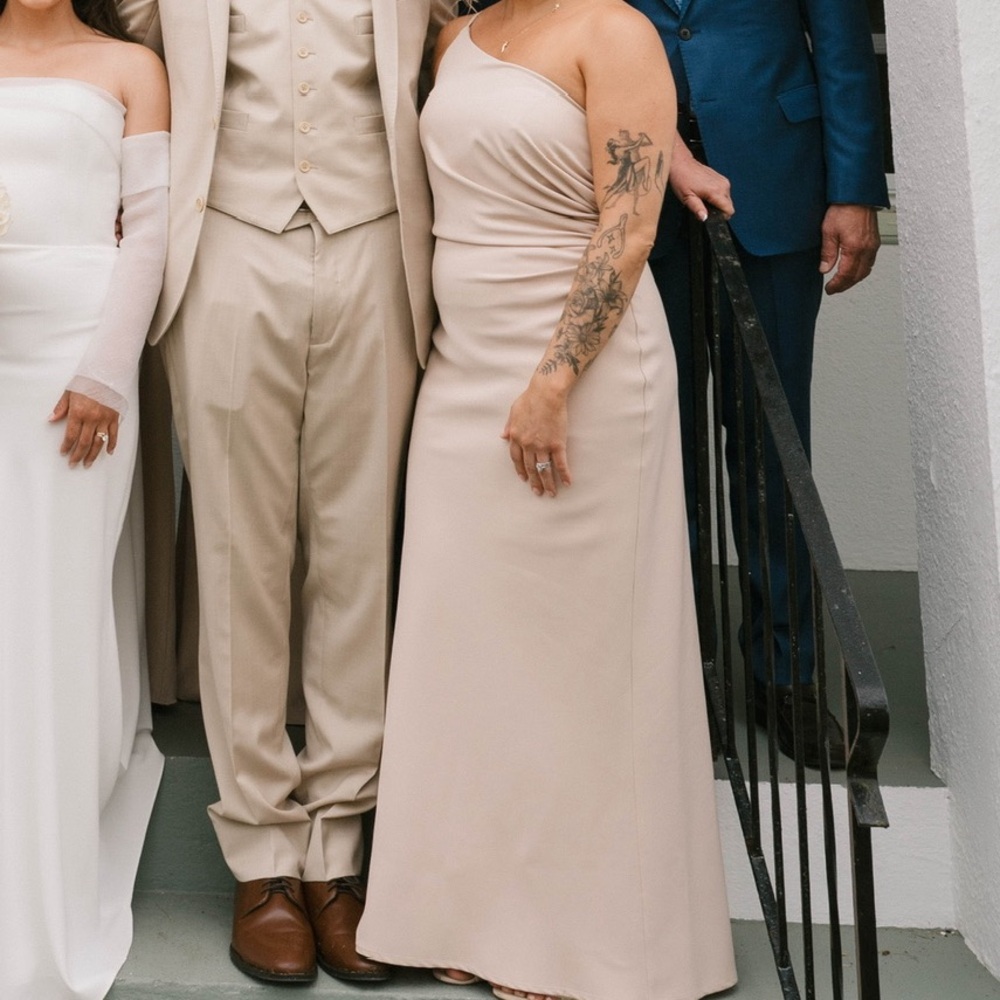Tan bridesmaid dress